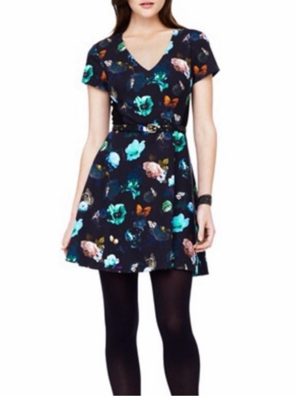 Club Monaco Aurelie Floral V-Neck Fit & Flare Dress